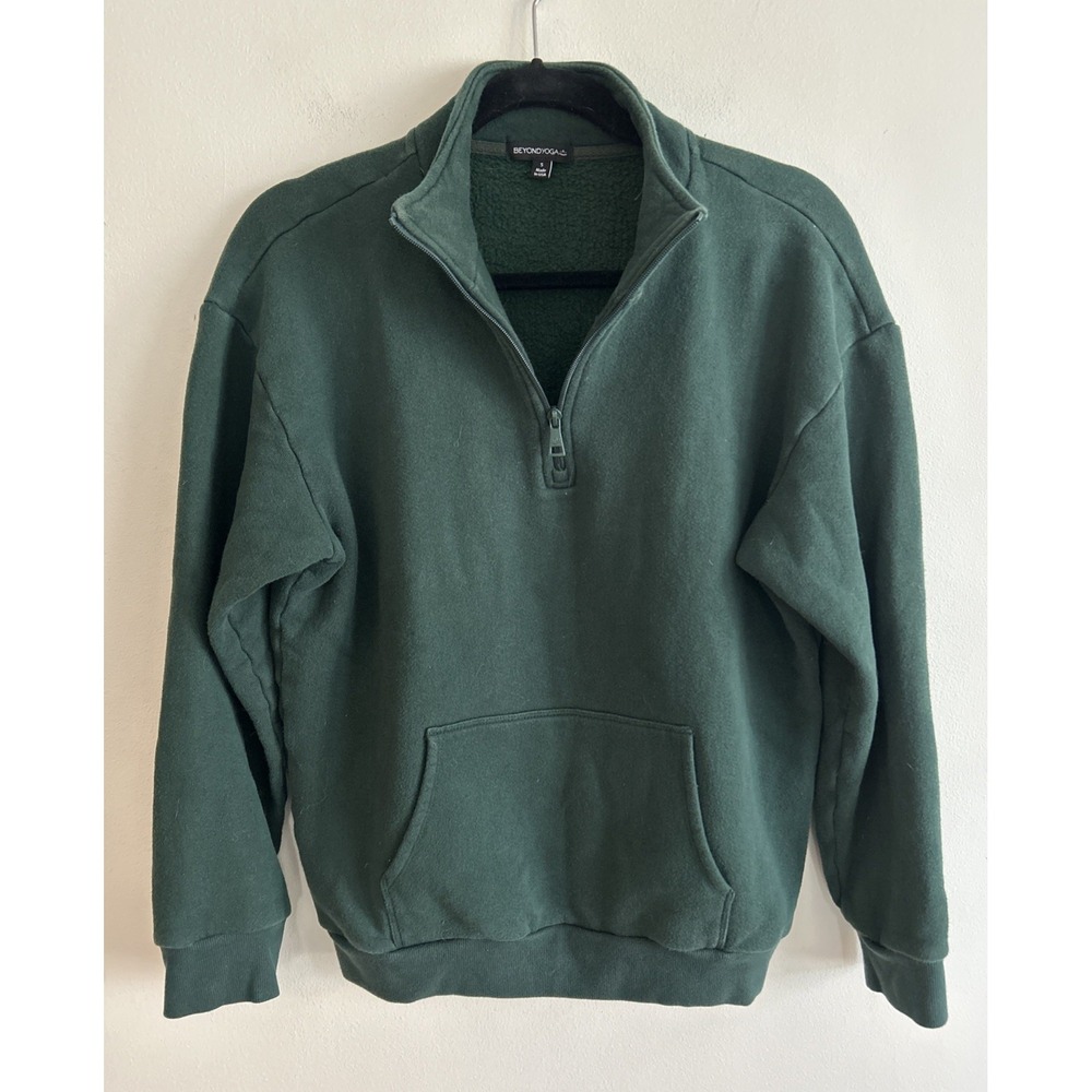 Beyond Yoga Recharge Pullover Fleece 1/4 Zip Sweatshirt Forest Green Size Small‎